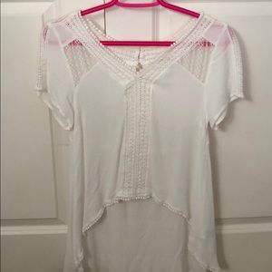 White boho crochet t shirt